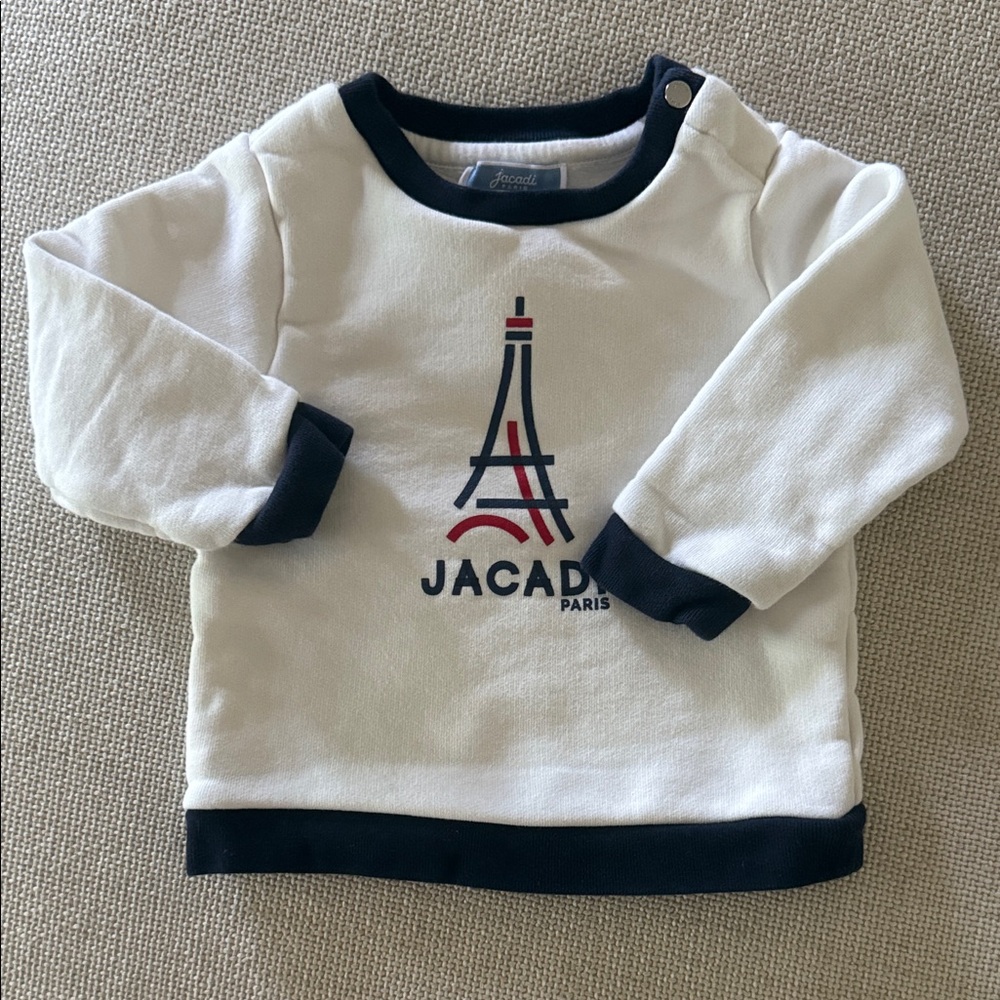 Jacadi White and Navy Eiffel Tower Sweatshirt